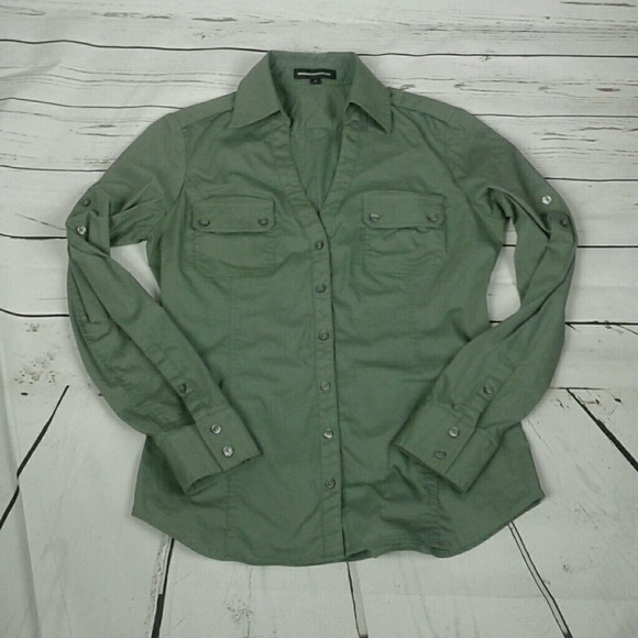 Express Design Studio olive button up - Picture 1 of 3